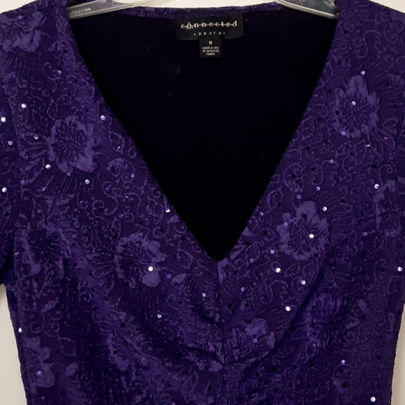 ⚡3/18 Connected Apparel knit sequined purple top mid-sleeve v neck Lk new! - Picture 5 of 7